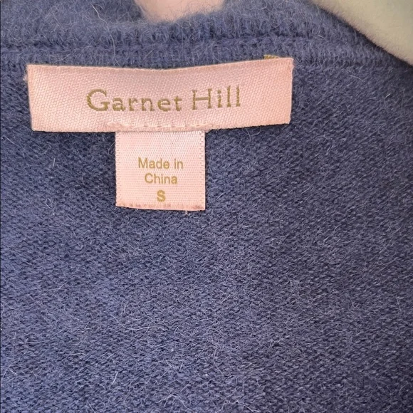 Garnet Gill Deep Blue Ruffle 💯% Cashmere Cardigan Size Small - Picture 2 of 6